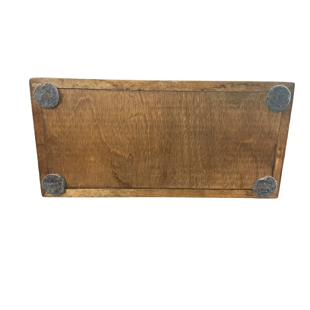 Vintage Rustic Wooden Jewelry Box Hand Carved‎ Floral Farmhouse Trinket 12